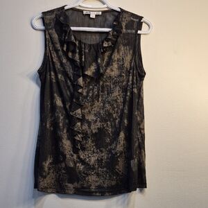 3 For 15 🌟 cleo Black and Metallic Gray Ruffle Front Sleeveless Top